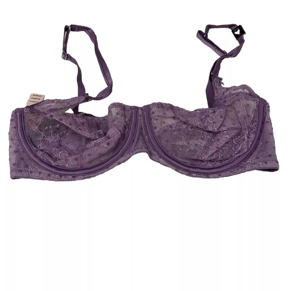 Victoria's Secret Other - NEW Angels Victorias Secret 32DD Unlined Balconet Bra Purple Floral Lace #2159